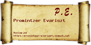 Promintzer Evariszt névjegykártya